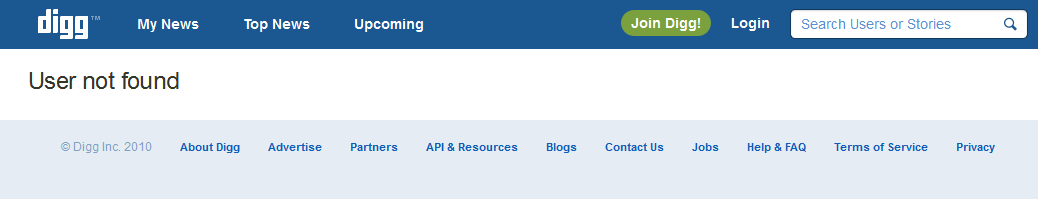 Digg Story Error User Not Found