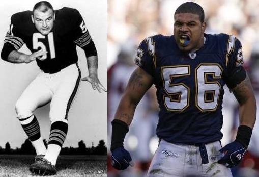 Dick Butkus and Shawne Merriman Compared