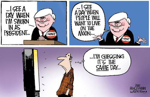 Best Political Cartoons 2012 Newt Moon