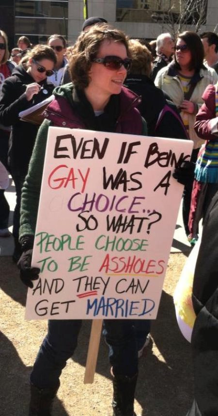 Gay Marriage Choice Protest Sign