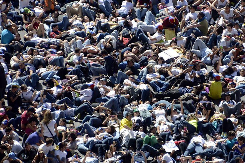 Venezuela Protests Seated Protest